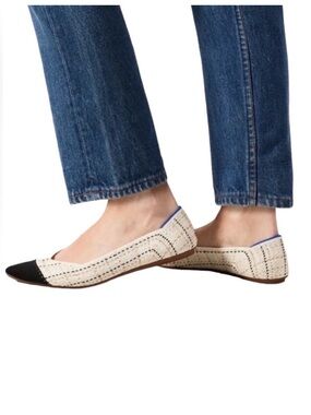 Rothy’s The Point Midnight Tweed Black & Cream Ballet Flats